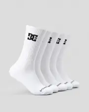 [DC Shoes] DC Shoes Men's Dc Crew Socks 5 Pack in Snow White One Size Snow White