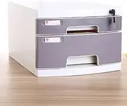 Desktop Data File Storage with Lock 2 Drawers PP Material with Index Label Desktop Storage Box