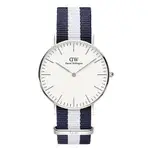 【DANIEL WELLINGTON】CLASSIC GLASGOW 36MM藍白織紋錶(DW00100047)