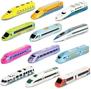 CORPER TOYS Bullet Train Pull Back Toy High Speed City Train Modern Locomotives for Kids Toddle Boys - Bundle of 12