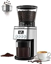 AMZCHEF Electric Coffee Grinder | 30 Settings for coarse to fine Grinding | 1-12 Cups or up to 40 Seconds | 300 g Large Feeding Tube | Coffee Grinder with LCD Display and Digital Timer