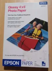 New Box of 50 Sheets Epson Glossy 4" x 6" Photo Paper for Ink Jet Printers