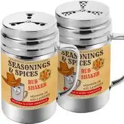 CUSINIUM [Pack of 2] 14 oz Seasonings Spice Shakers - BBQ Dry 14 Oz, Silver