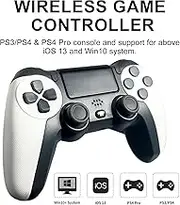 MAGIC BLOCK Wireless Controller, Dual Vibration Game Controller Compatible with P3,P4/P4 Slim/P4 Pro, Windows, iOS, Android with 6-Axis Motion Sensor/600mAh Battery(White)