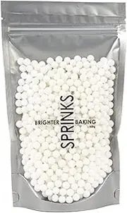 Sprinks Cachous Pearl Beads Sprinkles - Edible Pearls for Cakes | Pearl Sprinkle | Cake Decorations | Christmas Cake Decorations | Pearls for Baking | Beads for Cakes | 500g, 8 mm Size, Matte White