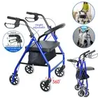 Rollator Walking Frame 4 Wheel Lightweight Aluminium Walker Aid Seniors