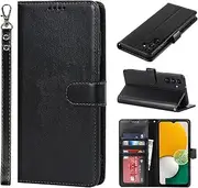 [Cavor] for Samsung Galaxy A13 5G Wallet Case for Women Flip Folio Kickstand PU Leather Case with Card Holder Wristlet Hand Strap Stand Protective Cover for Galaxy A13 5G 6.5'' Phone Cases-Black