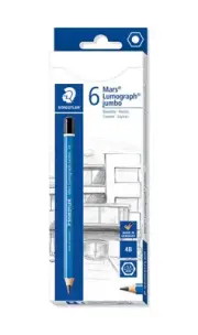Staedtler Pencil 4B Mars Lumograph Jumbo Thick Axis Writing Drawing 6 Pieces 100