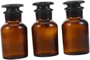 Veemoon 3pcs Wide Mouth Glass Bottles With Dropper Amber Storage Containers For Laboratory Chemical Experiments And Airtight