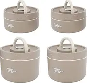 Adult Lunch Box, Portable Insulated Lunch Containers Set, Stackable Stainless Steel Lunch Boxes with Thermal Lunch Bag Soup Bowl, Leakproof Food Container for Microwaveable (4 Box)