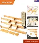 Expandable Drawer Dividers - Kitchen Drawer Organiser with 12 Inserts, Bamboo...