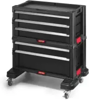 Keter 2+3 Drawers Plastic Slide Tool Box, Black - Lockable, Portable Design