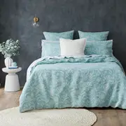 Cynara King Quilt Cover - Teal/Cream Floral