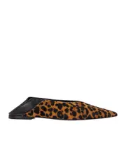 Saint Laurent All-Over Patterned Pointed Toe Flat Shoes 35,37.5,36,37,38.5,38,39.5,39,40,41 Black