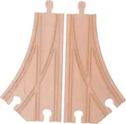 Educational Wooden Train Track Pieces Multi-Directional Switch Tracks Expandable Set for Boys and Girls