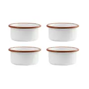 4x Urban Style Enamelware 8cm Ramekin Bowl Dip/Sauce Container w/ Red Rim White