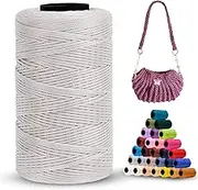 LEREATI Polyester Yarn 1 mm x 230 m Macrame Cord Cotton Rope for Handbag, Shoulder Bag, Crochet Bag, Knitwear (Light Grey)