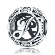925 Sterling Silver 26 English Letter Beads For Diy Bracelets & Necklaces Style - J