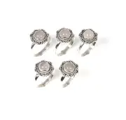 Wholesale 5pc 925 Solid Sterling Silver Pink Rose Quartz Ring Lot u024