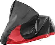 X AUTOHAUX 2 in 1 Motorcycle Cover Waterproof Protector for Harley Street Glide Road Glide Road King Special Ultra Limited FLHTK Freewheeler FLRT Tri Glide Ultra CVO Trike Models Black Red