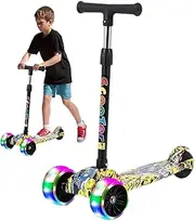 Folding Scooter for Children – Lightweight Folding Scooter for Children, Three Wheels Scooter with Non-Slip Bridge, Adjustable Handlebars, Wheels, Stem and Illumi Platform
