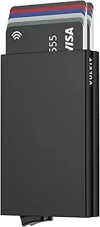 [VULKIT] Pop Up Wallet, Minimalist Credit Card Holder RFID Blocking Slim Metal Case for Men(Black)