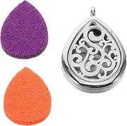 [OSALADI] 1set Essential Oil Necklace Stainless Steel Silver Aromatherapy Pendant Necklace Diffuser Pendant Essential Oil Accessories