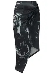 Louisa Ballou Coastline Printed Jersey Wrap Skirt - Black - S (UK8-10 / S) S (UK8-10 / S)