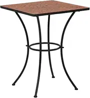 vidaXL Square Bistro Table - Terracotta, Ceramic Tabletop with Powder-Coated Iron Frame, Suitable for Balcony/Garden, Easy to Assemble, 60cm