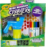 CRAYOLA Mini Marker Sprayer, Kid Powered Spray Art, Includes Vibrant Washable Markers, Create Cool Stencil Spray Art, Pump, Spray and Create, Multicolor, 74 7447