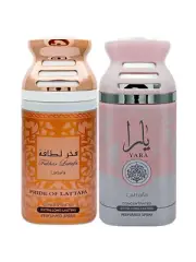 Lattafa Fakhar & Yaara Deodorant Long Lasting Body Spray Pack of 2 Each 250ml