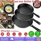 Non Stick Cast Iron Skillet Camping Heavy BBQ Multi Functional Frying Pan 3 Size