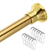 Spring Tension Curtain Rod 27.5 - 47 Inch with 12pcs Shower Curtain Ring, Gold