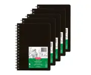 5pc Derwent Academy Spiral 110 gsm A5 120pg Artist/Paint Visual Art Diary Black