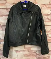 Wonder Nation Black Pleather Jacket. Size: XL (14-16). NEW!