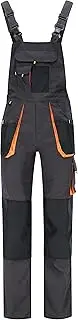 [BWOLF] Atlas Men's Work Trousers Protective Dungarees Classic Reinforced with 600D Polyester with Multifunctional Pockets in Grey/Orange