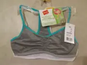 NWT 2 Girls HANES S Grey White Cotton Stretch Shirred Pullover Training Bras