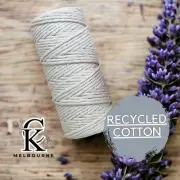 3MM 1ply macrame cord NATURAL 100m Rope Soft Recycled Cotton Single Strand AUST