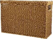 Kichvoe Woven Storage Basket Rattan Magazine Holder Fabric Basket Seagrass Container for Desktop Home Storage Organizer