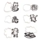 6pcs Cats Themed Cookie Cutters Embosser Ideal for Baking and Making Fun Treats