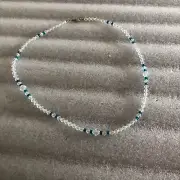 Vintage Teal & Clear Faceted Crystal Beads Necklace