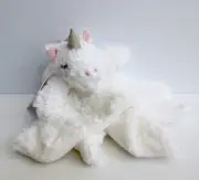 Oobles White Swirl Rosette Unicorn Plush Lovey Security Blankie Blanket Rattle