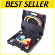 Professional AC Manifold Gauge Kit - 3.5" Display & Adjustable Quick Couplers
