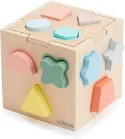 Wooden Shape Sorting Cube Toy from Bubble (Beautifully Conceived) Designed to Engage and Entertain Curious Toddlers Promoting Hand-Eye Coordination and Shape Recognition