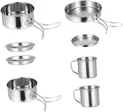 UPKOCH 1 Set Camping Cookware Set Stainless Steel Cooking Utensils for People Portable Picnic Frying Pan Durable and Lightweight Design for Camping and Hiking