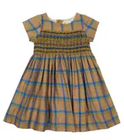 [Bonpoint] Bonpoint Duchesse checked linen dress Y 8 brown