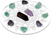 FINGERINSPIRE Crystal Grid Board 254 mm Flowers Sacred Geometry Board for Crystals Stones White Smoke Acrylic Crystal Display Board for Sacred Geometry Wall Decoration Meditation Ritual Altar