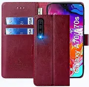 [FMPCUON] Case for Samsung Galaxy A70 / A70S Mobile Phone Case [Stand Function] [Card Slot] [Magnetic Closure] Case Flip Case Protective Leather Case Flip Case for Samsung Galaxy A70 / A70S Red
