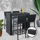5 PCS Outdoor Patio Bar Set Garden Table Chairs Weather Resistant Furniture