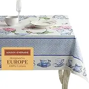 Maison d'Hermine Table Cloth Rectangle Table 100% Cotton Tablecloth for Dining Room, Farmhouse, Home, Hotel, Parties & Wedding - Gifts for Mothers Day Spring/Summer (Canton, 60" x 90")
